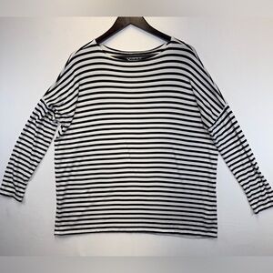 Quince Black and White Striped Long Sleeve Tee
